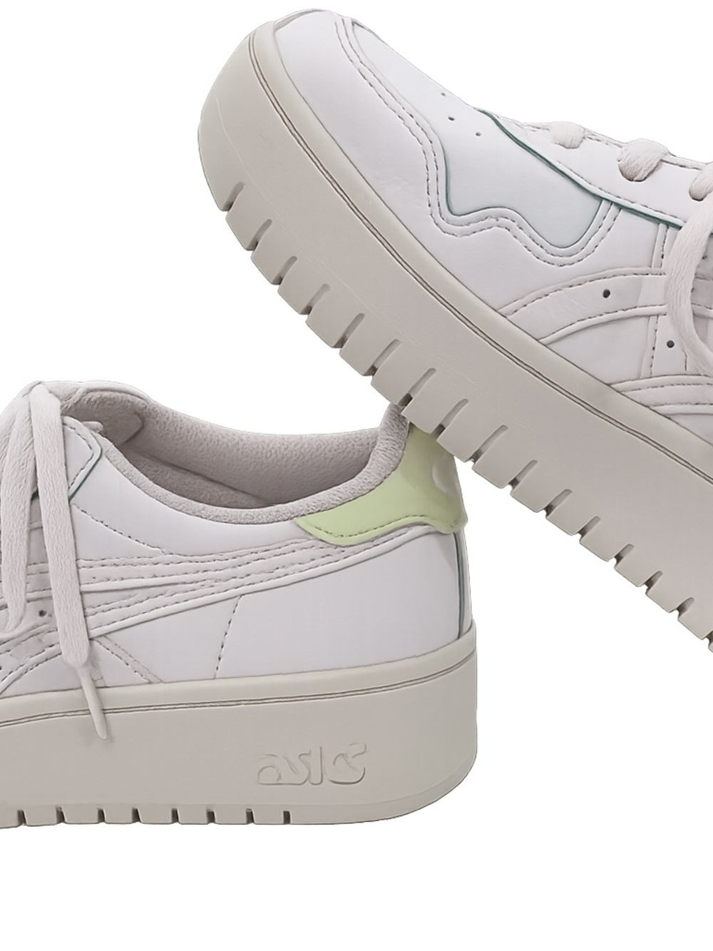 ASICS Women's Japan Platform Casual Sneakers in White with Matcha Accent sz8
